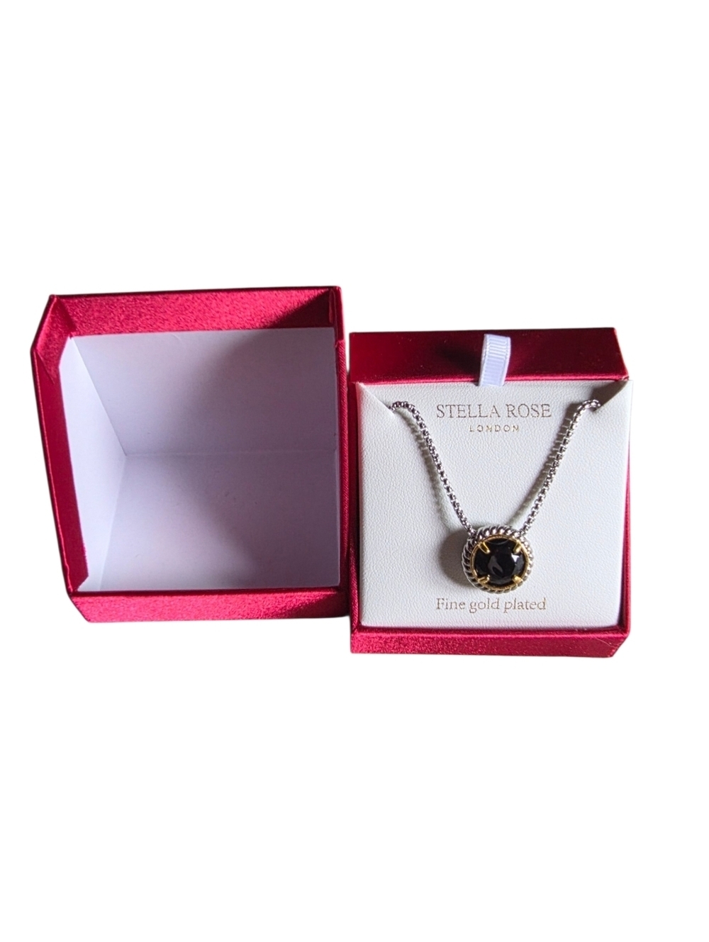 Elegant Black Stone Pendant Necklace with Silver Chain - Picture 2 of 3